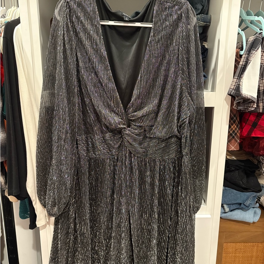 Torrid Black and Silver Long Sleeve Dress